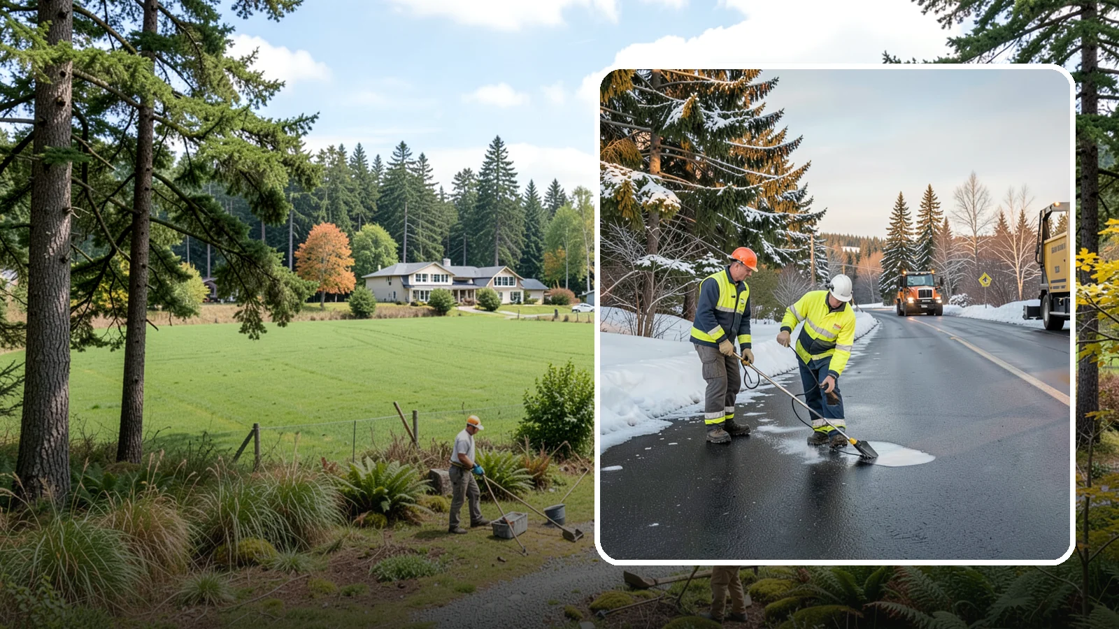 Black Ice Treatment in Lyman, Skagit County, WA - Black ice treatment tackles the nearly invisible glaze that forms when Western Washington's wet pavement refreezes after dark.