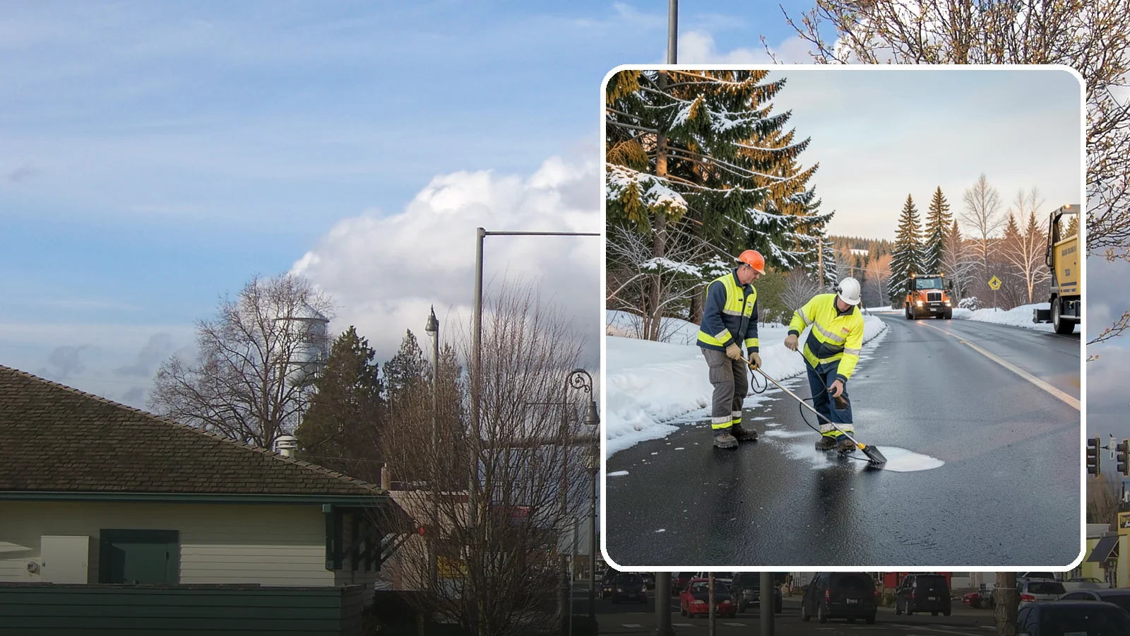 Black Ice Treatment in Marysville, Snohomish County, WA - Black ice treatment tackles the nearly invisible glaze that forms when Western Washington's wet pavement refreezes after dark.