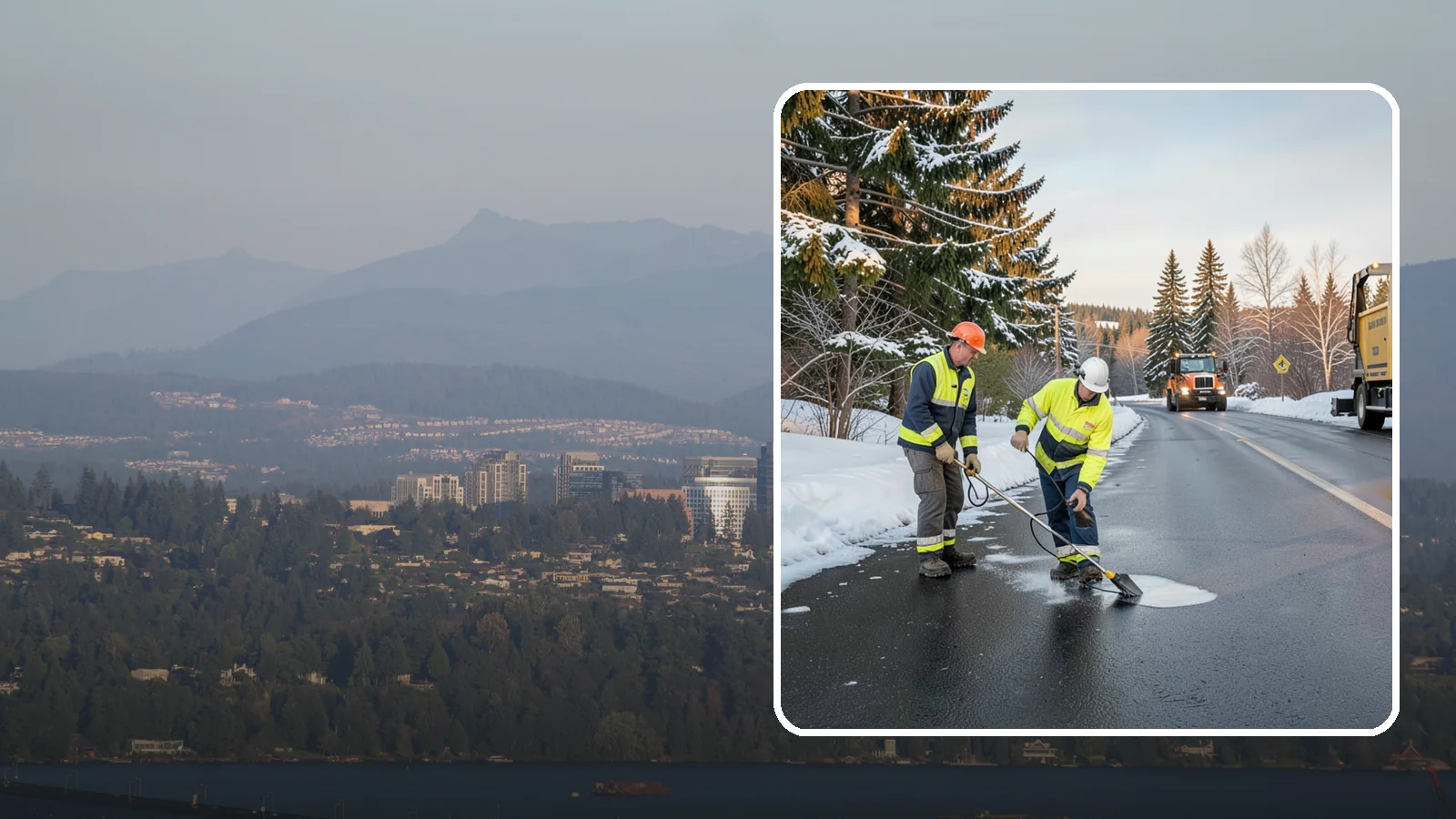 Black Ice Treatment in Medina, King County, WA - Black ice treatment tackles the nearly invisible glaze that forms when Western Washington's wet pavement refreezes after dark.