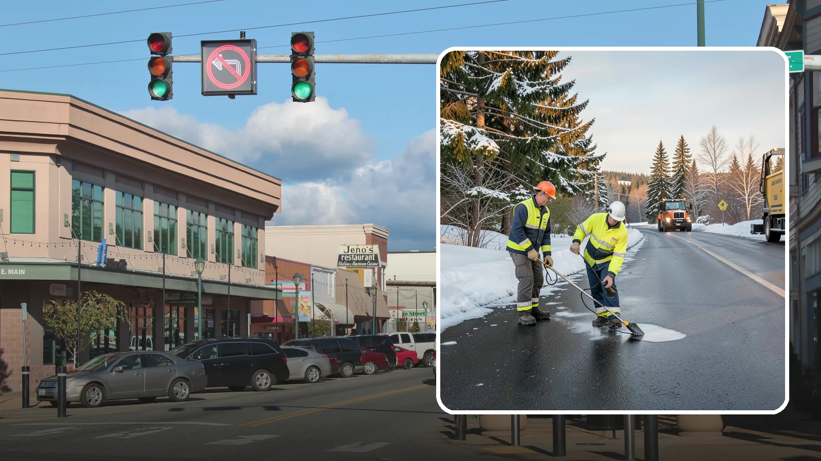 Black Ice Treatment in Monroe, Snohomish County, WA - Black ice treatment tackles the nearly invisible glaze that forms when Western Washington's wet pavement refreezes after dark.