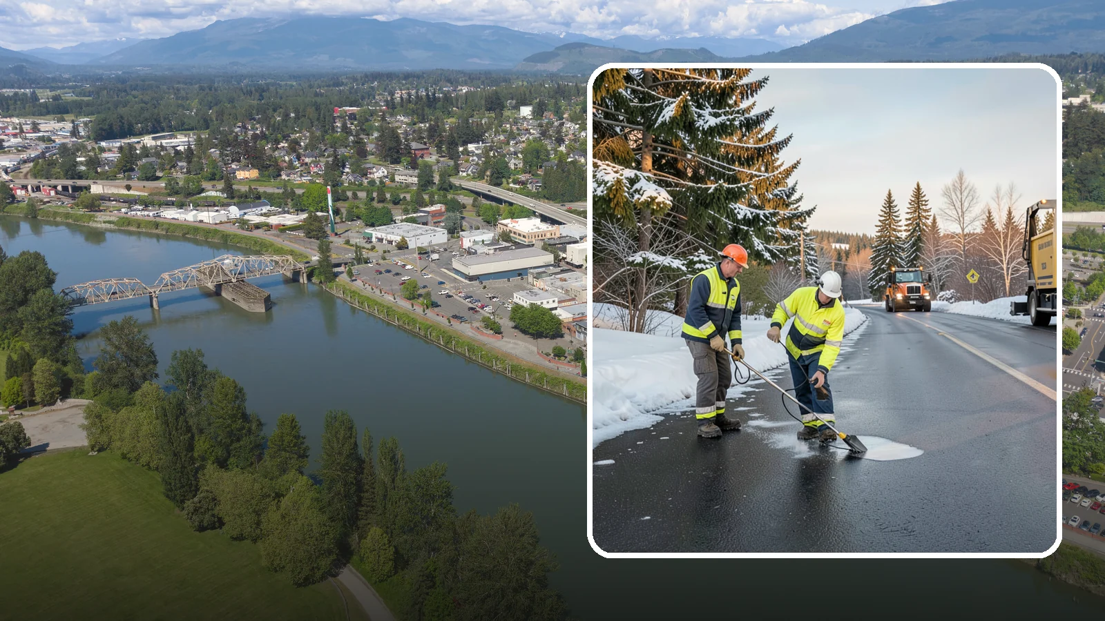 Black Ice Treatment in Mount Vernon, Skagit County, WA - Black ice treatment tackles the nearly invisible glaze that forms when Western Washington's wet pavement refreezes after dark.