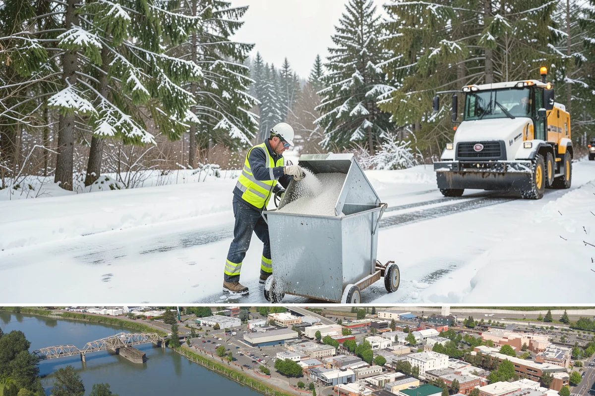 Black Ice Treatment in Mount Vernon, Skagit County, WA - Black ice treatment peaks during the calm, clear nights of December and January when Puget Sound's damp pavement refreezes before...