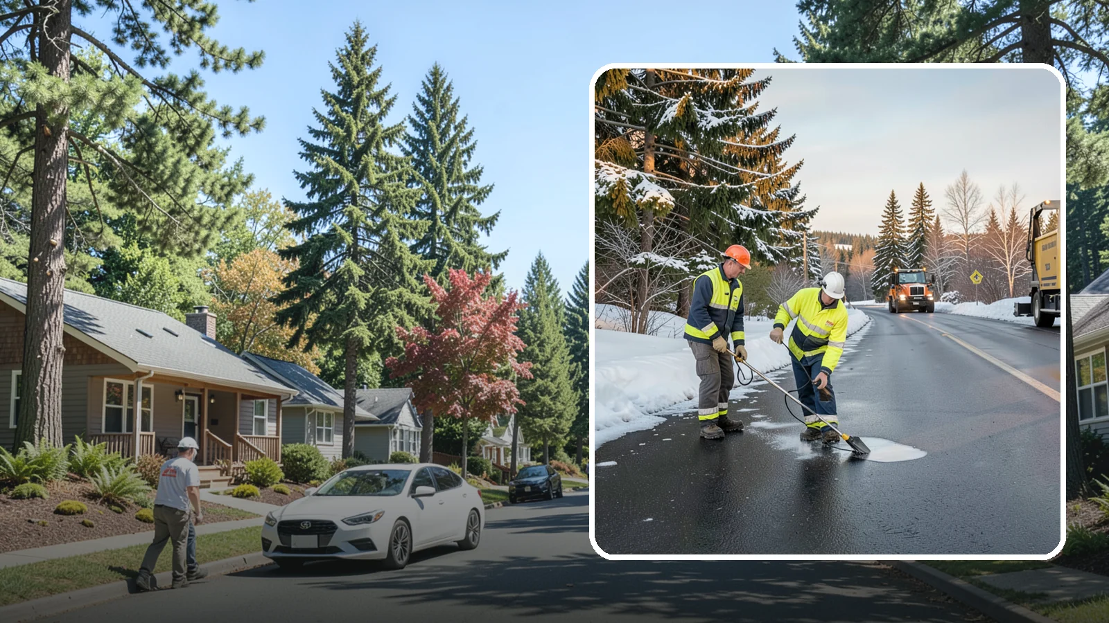 Black Ice Treatment in Orting, Pierce County, WA - Black ice treatment tackles the nearly invisible glaze that forms when Western Washington's wet pavement refreezes after dark.