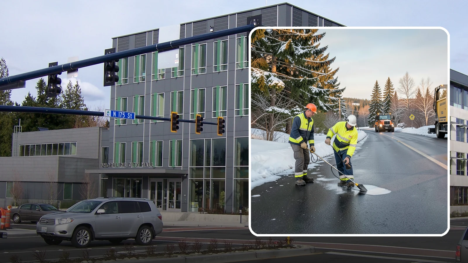 Black Ice Treatment in Shoreline, King County, WA - Black ice treatment tackles the nearly invisible glaze that forms when Western Washington's wet pavement refreezes after dark.