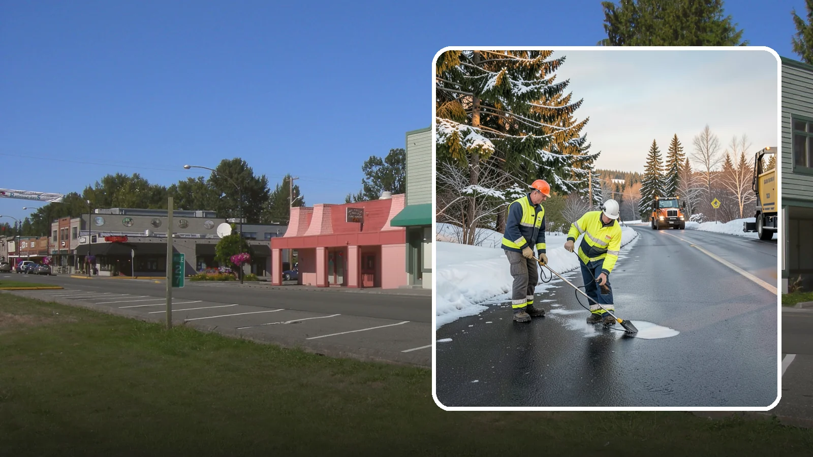 Black Ice Treatment in Snoqualmie, King County, WA - Black ice treatment tackles the nearly invisible glaze that forms when Western Washington's wet pavement refreezes after dark.