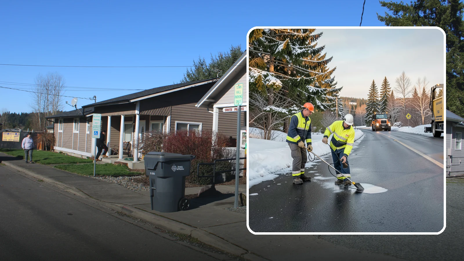 Black Ice Treatment in South Prairie, Pierce County, WA - Black ice treatment tackles the nearly invisible glaze that forms when Western Washington's wet pavement refreezes after dark.