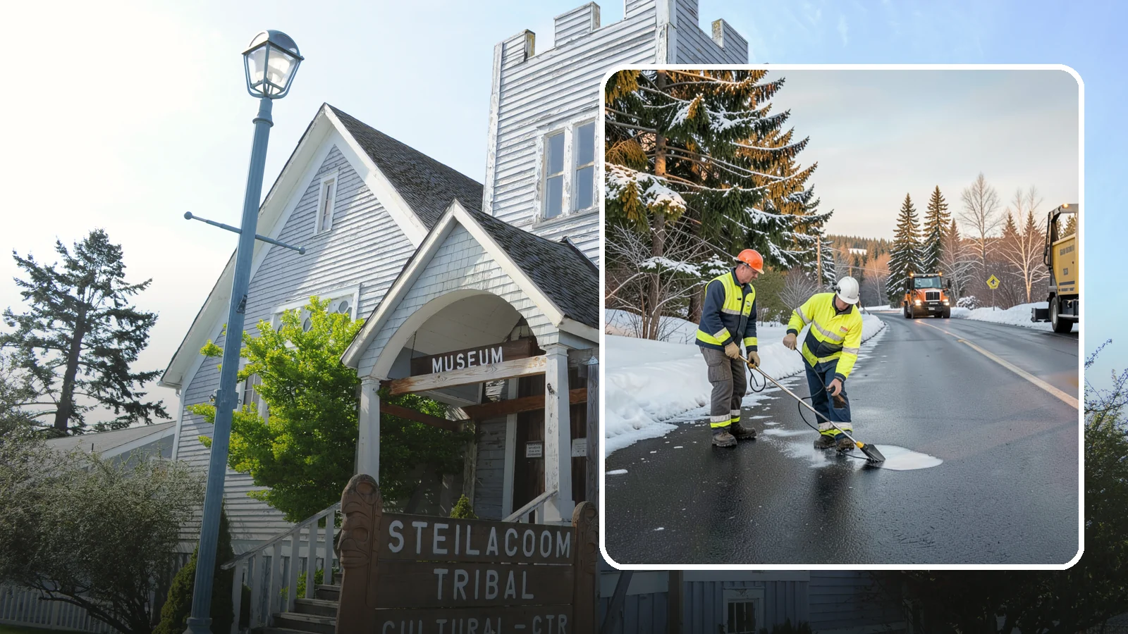 Black Ice Treatment in Steilacoom, Pierce County, WA - Black ice treatment tackles the nearly invisible glaze that forms when Western Washington's wet pavement refreezes after dark.