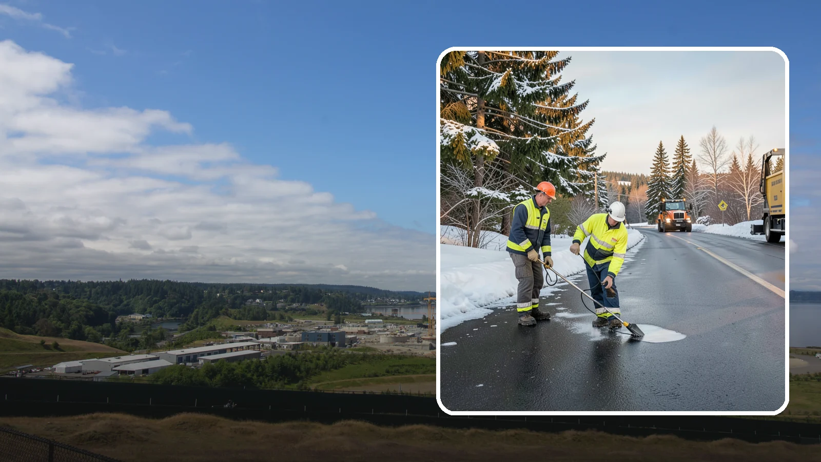 Black Ice Treatment in University Place, Pierce County, WA - Black ice treatment tackles the nearly invisible glaze that forms when Western Washington's wet pavement refreezes after dark.