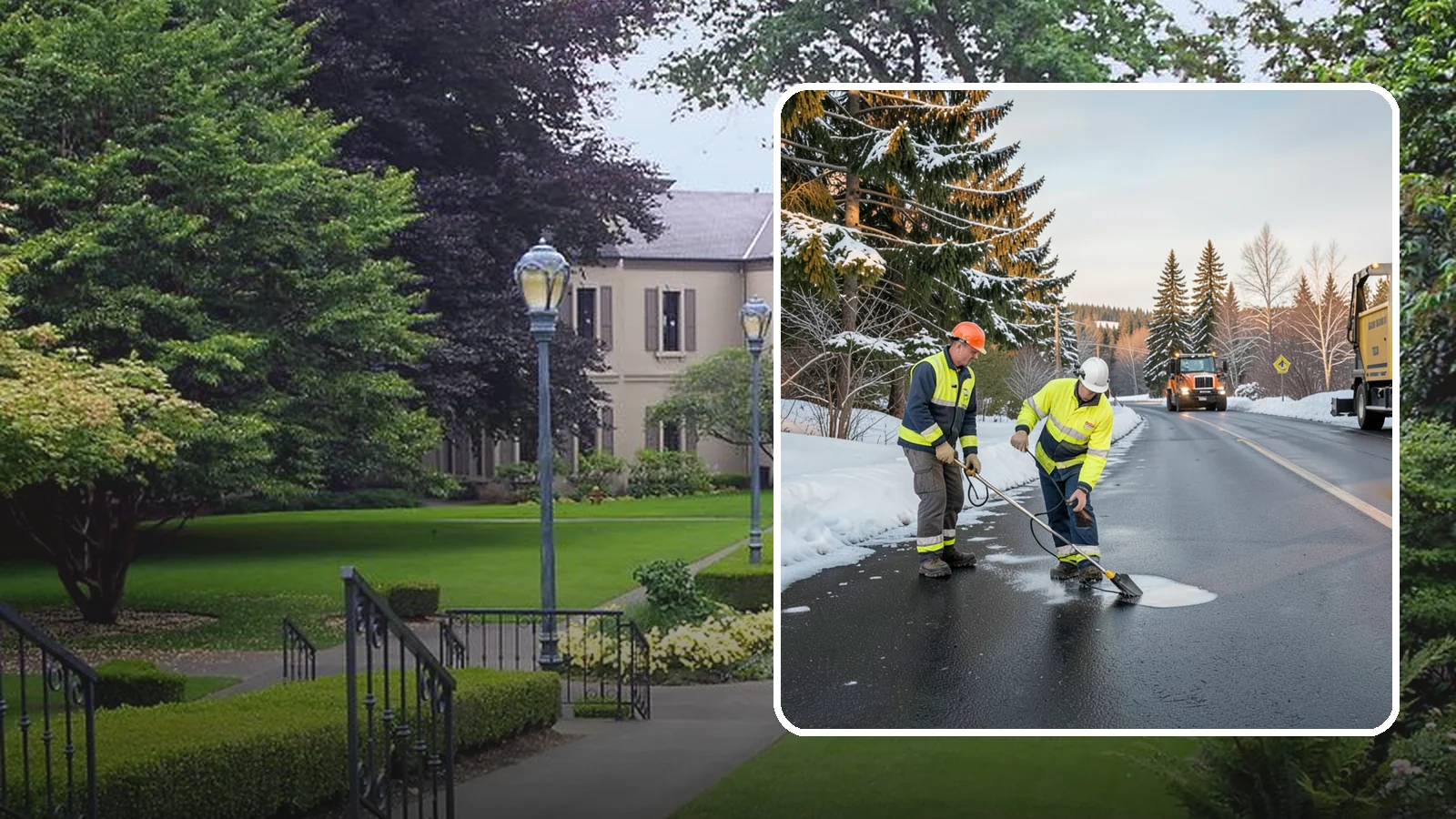 Black Ice Treatment in Woodinville, King County, WA - Black ice treatment tackles the nearly invisible glaze that forms when Western Washington's wet pavement refreezes after dark.