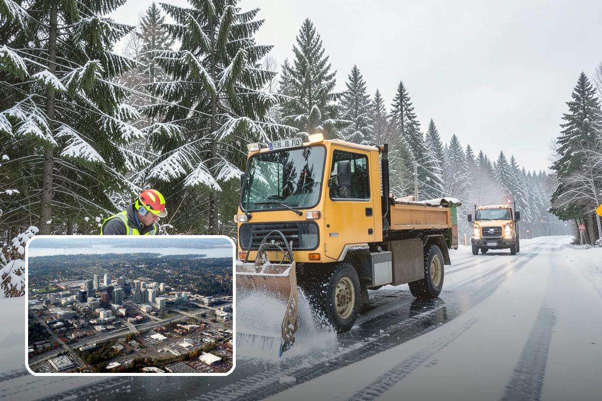Blizzard Response in Bellevue, King County, WA - Crews pre-staged before the storm hits