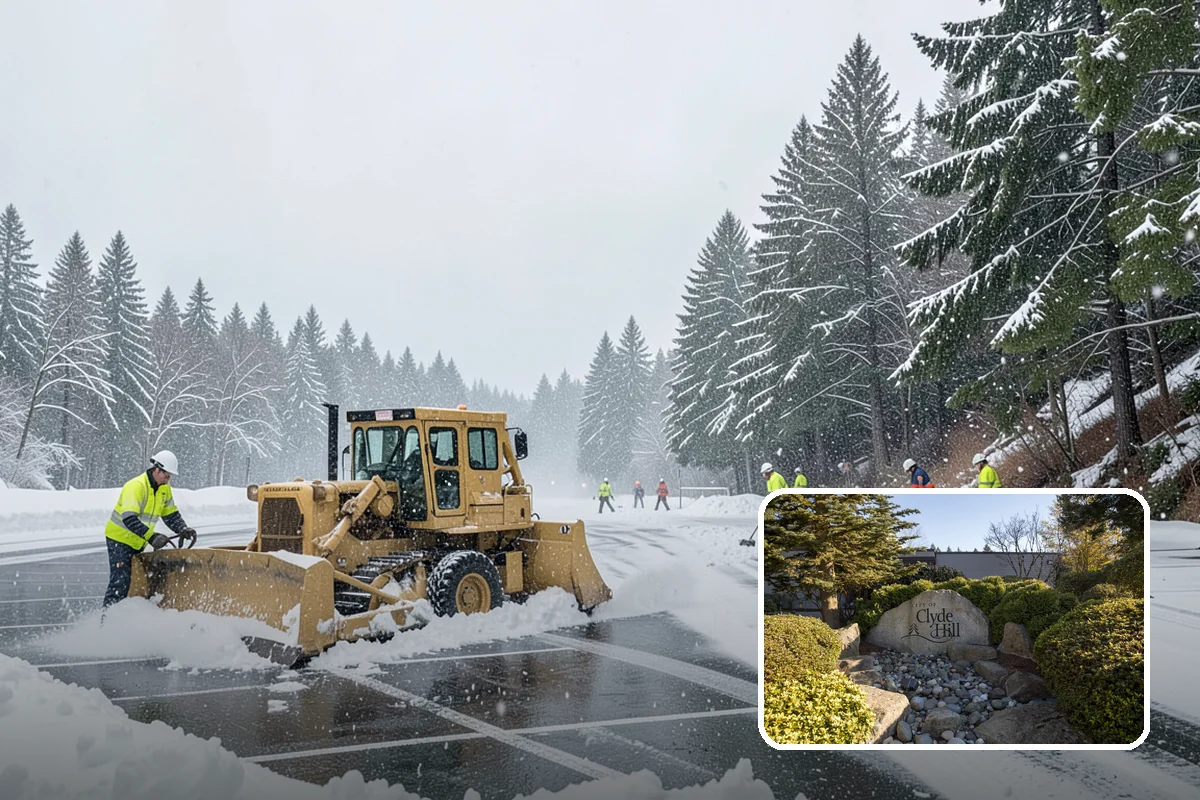 Blizzard Response in Clyde Hill, King County, WA - Crews pre-staged before the storm hits