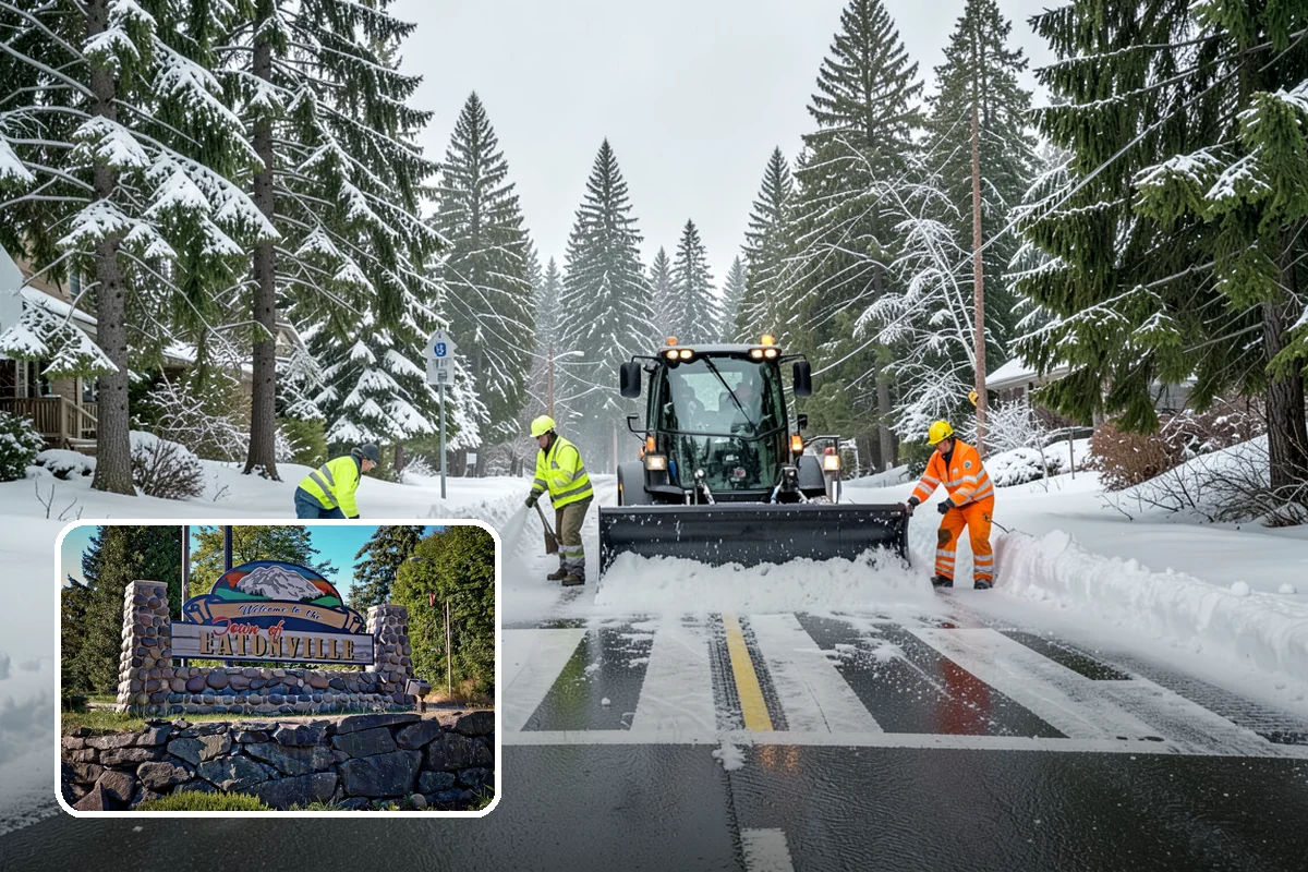 Blizzard Response in Eatonville, Pierce County, WA - Crews pre-staged before the storm hits