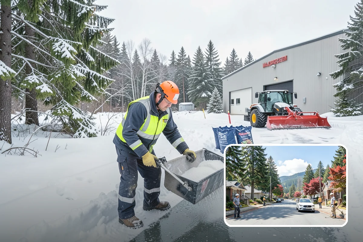 Blizzard Response in Hunts Point, King County, WA - Crews pre-staged before the storm hits