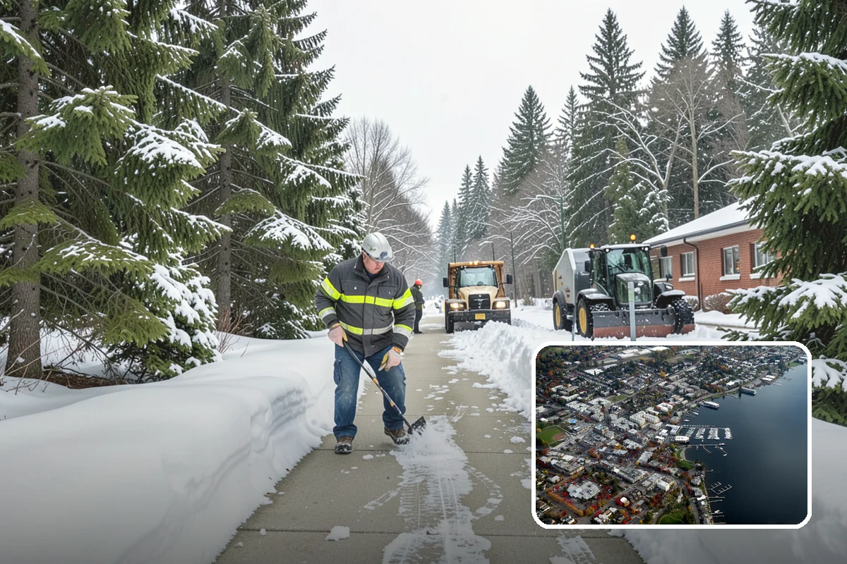 Blizzard Response in Kirkland, King County, WA - Crews pre-staged before the storm hits