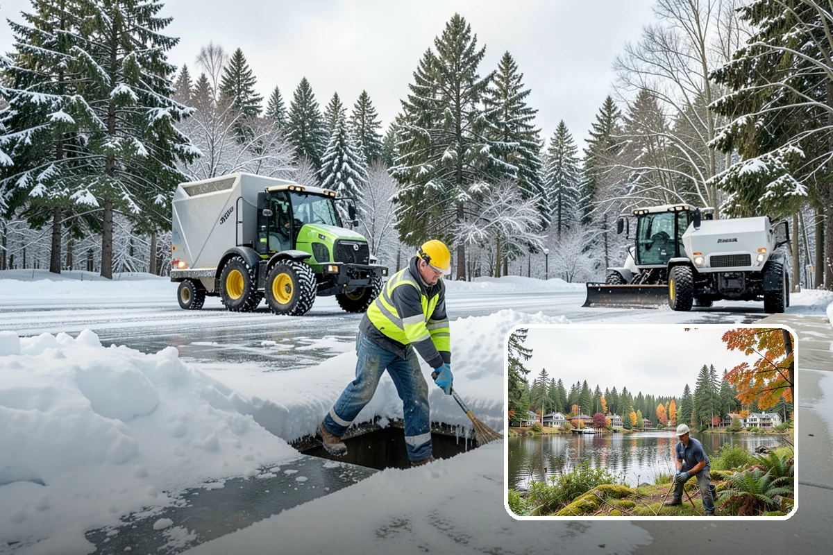 Blizzard Response in La Conner, Skagit County, WA - Crews pre-staged before the storm hits