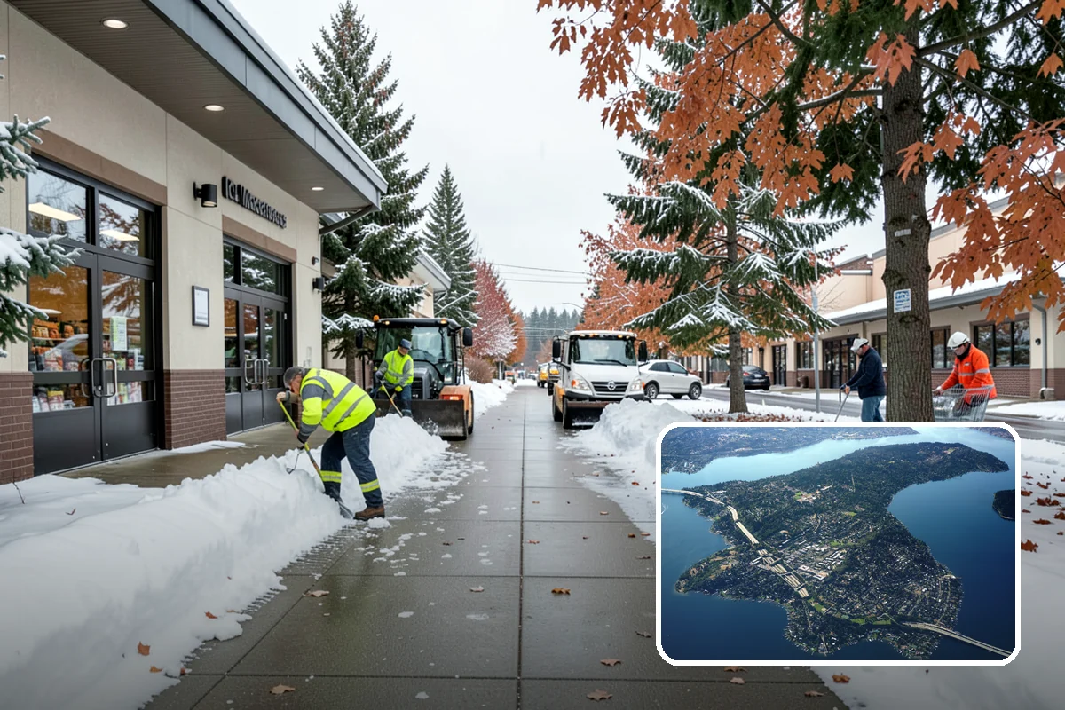 Blizzard Response in Mercer Island, King County, WA - Crews pre-staged before the storm hits