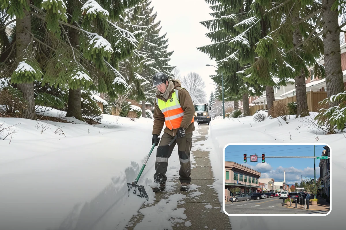 Blizzard Response in Monroe, Snohomish County, WA - Crews pre-staged before the storm hits