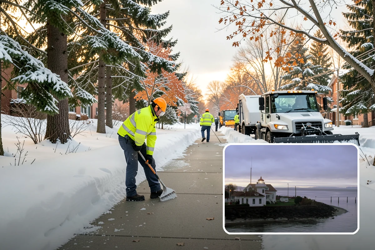 Blizzard Response in Mukilteo, Snohomish County, WA - Crews pre-staged before the storm hits
