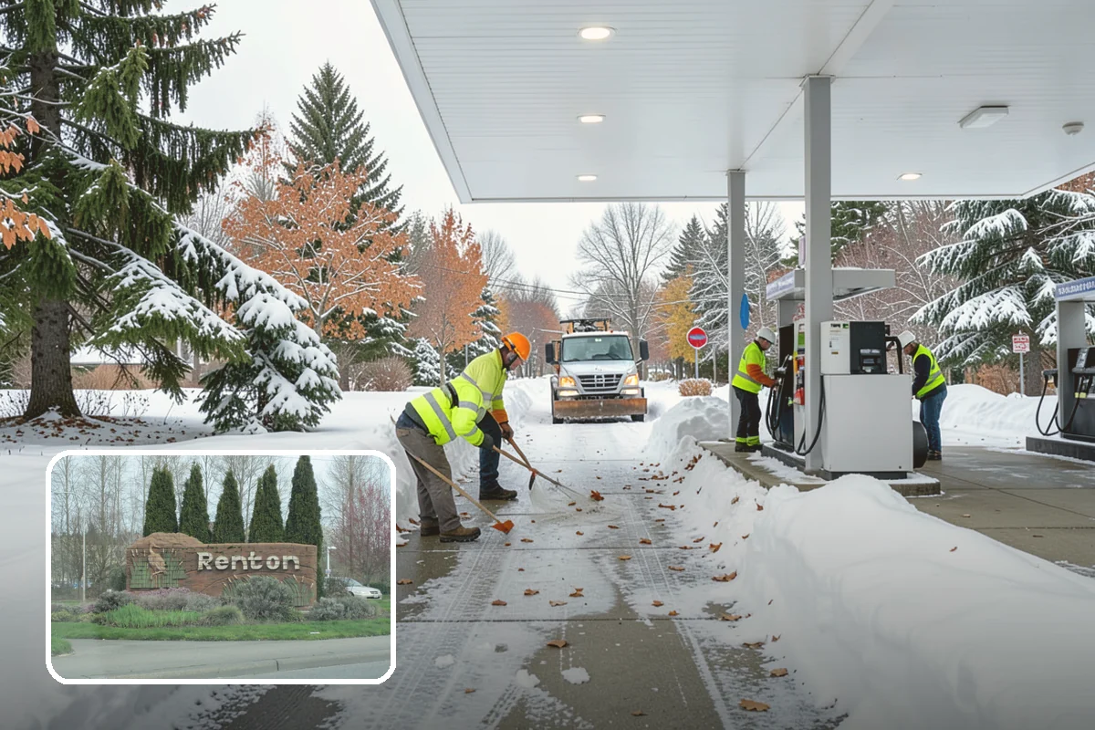 Blizzard Response in Renton, King County, WA - Crews pre-staged before the storm hits