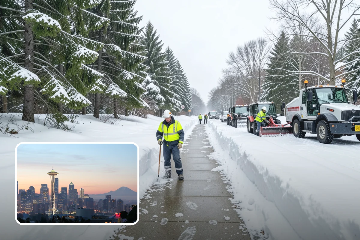 Blizzard Response in Seattle, King County, WA - Crews pre-staged before the storm hits