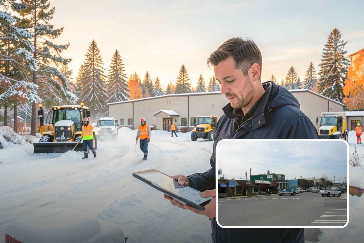 Blizzard Response in Stanwood, Snohomish County, WA - Crews pre-staged before the storm hits