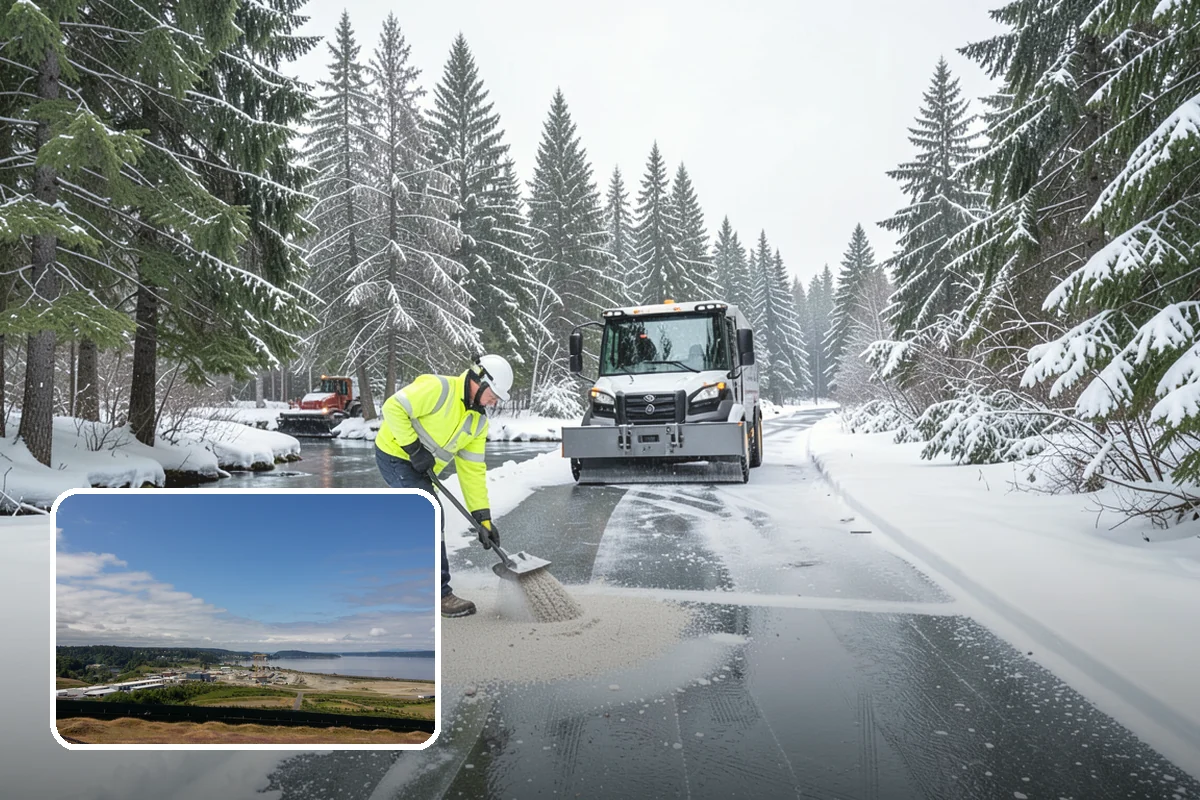 Blizzard Response in University Place, Pierce County, WA - Crews pre-staged before the storm hits
