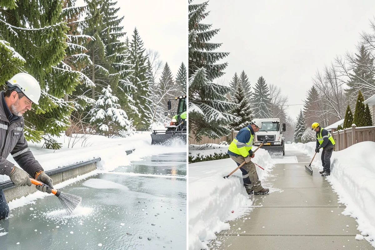 Boardwalk Snow Clearing in Algona, King County, WA - Clear the boardwalk by hand with poly-edge tools