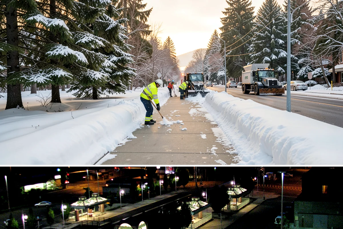 Boardwalk Snow Clearing in Auburn, King County, WA - Clear boardwalks promptly during each freeze, as waterfront humidity keeps them icy through the December-to-February cold spells.