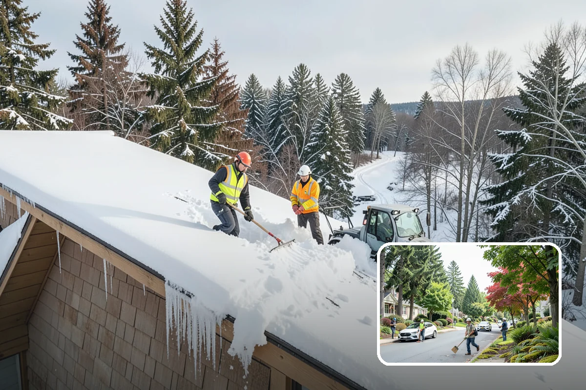 Boardwalk Snow Clearing in Beaux Arts Village, King County, WA - Protects wood and composite decking from blade damage