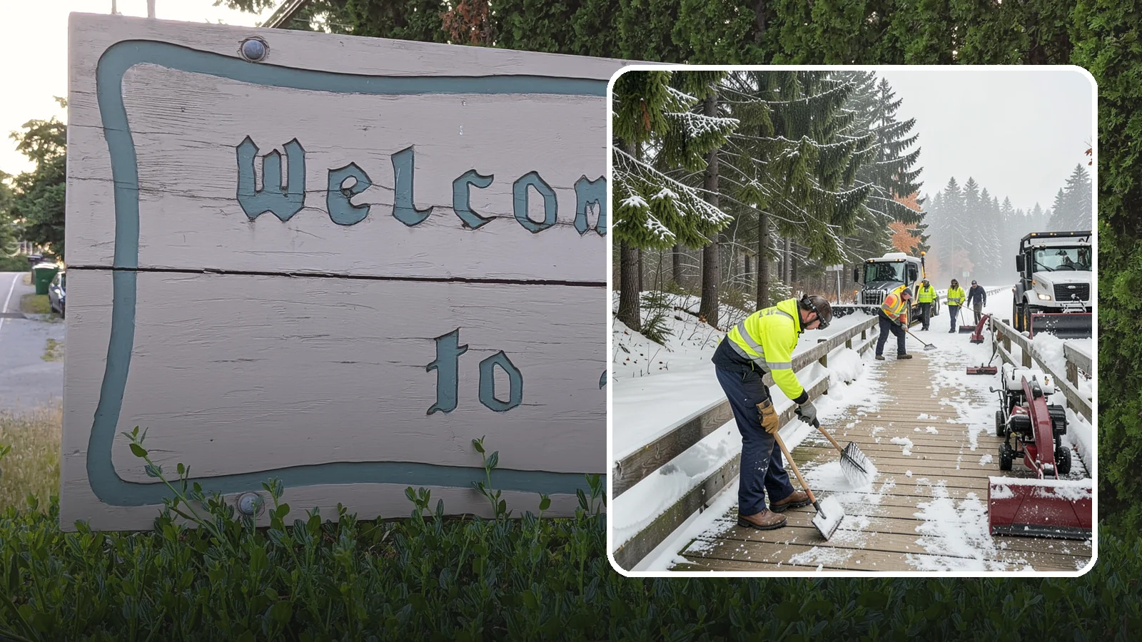 Boardwalk Snow Clearing in Brier, Snohomish County, WA - Gentle snow clearing of wood and composite boardwalks where blades and harsh deicers would damage the decking.