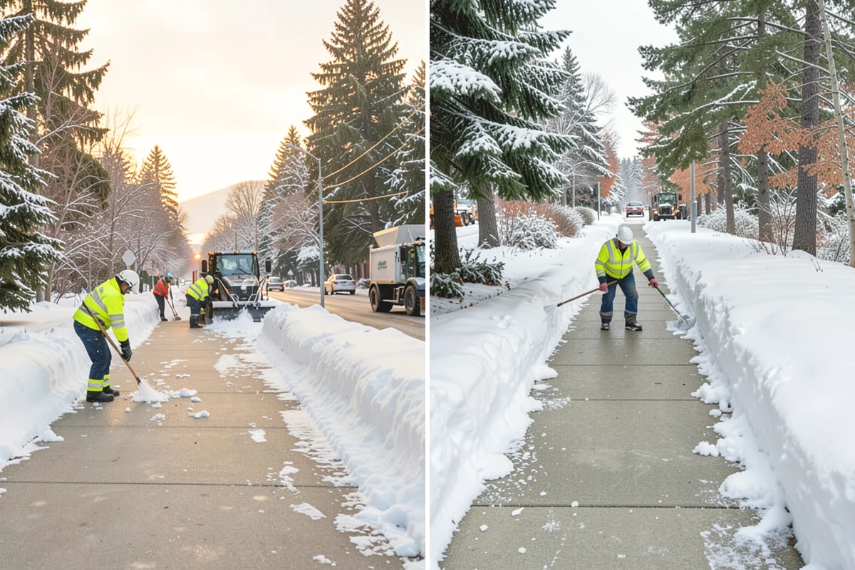 Boardwalk Snow Clearing in Burlington, Skagit County, WA - Clear the boardwalk by hand with poly-edge tools