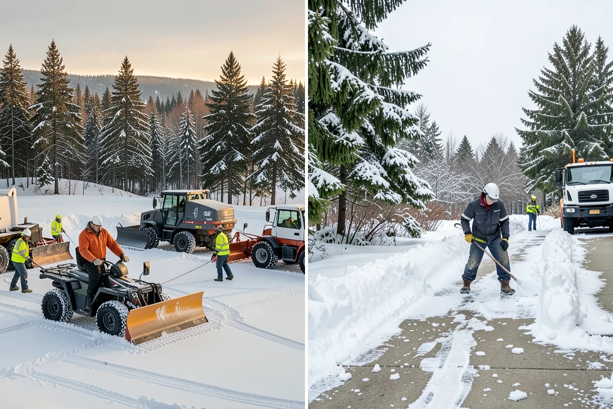 Boardwalk Snow Clearing in Clyde Hill, King County, WA - Clear the boardwalk by hand with poly-edge tools