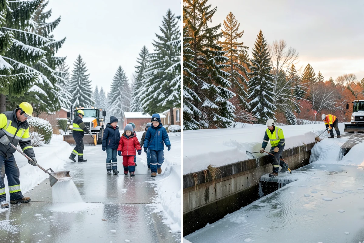 Boardwalk Snow Clearing in Concrete, Skagit County, WA - Clear the boardwalk by hand with poly-edge tools