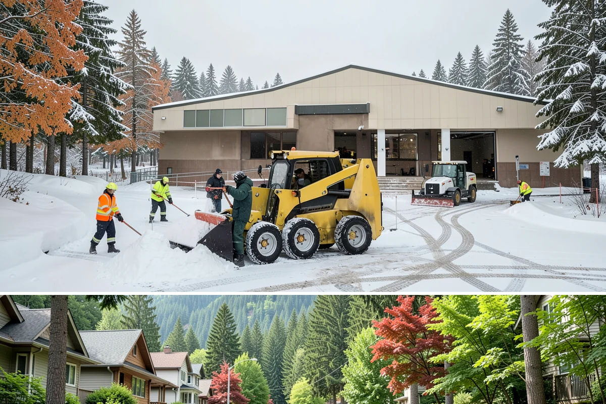 Boardwalk Snow Clearing in Darrington, Snohomish County, WA - Clear boardwalks promptly during each freeze, as waterfront humidity keeps them icy through the December-to-February cold spells.