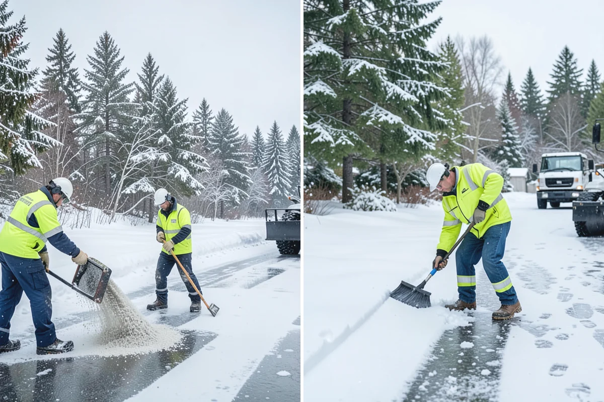 Boardwalk Snow Clearing in Des Moines, King County, WA - Clear the boardwalk by hand with poly-edge tools