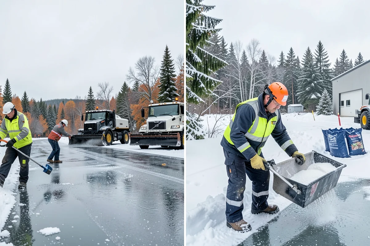 Boardwalk Snow Clearing in DuPont, Pierce County, WA - Clear the boardwalk by hand with poly-edge tools