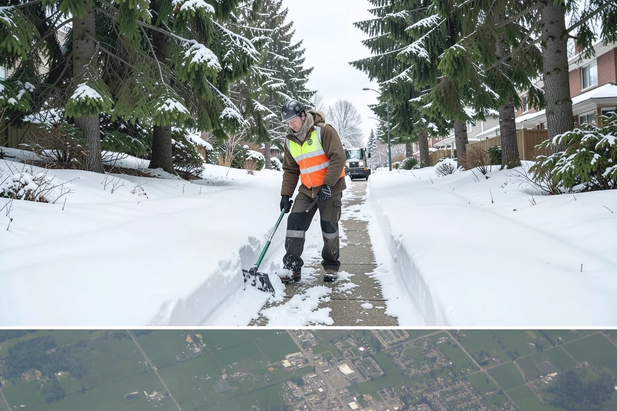 Boardwalk Snow Clearing in Enumclaw, King County, WA - Clear boardwalks promptly during each freeze, as waterfront humidity keeps them icy through the December-to-February cold spells.