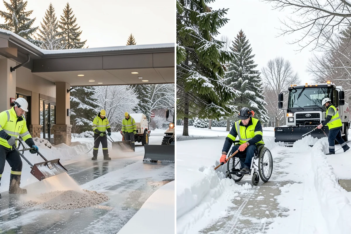 Boardwalk Snow Clearing in Everett, Snohomish County, WA - Clear the boardwalk by hand with poly-edge tools