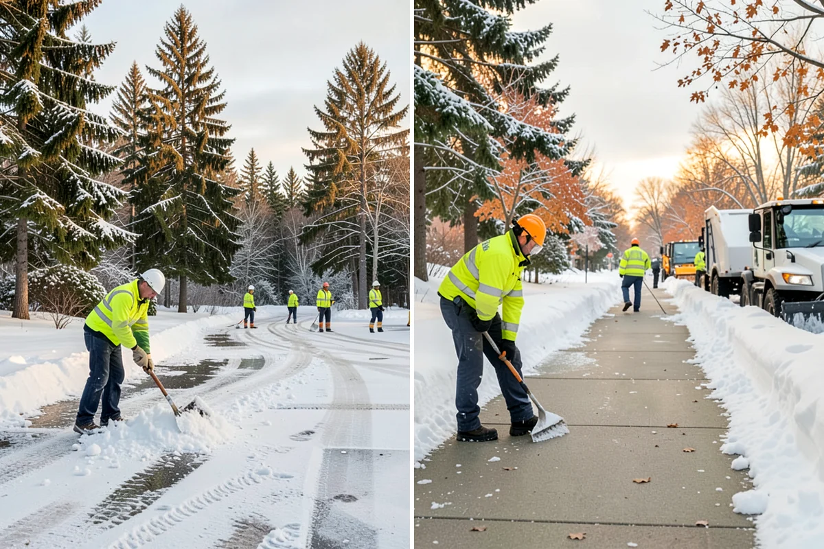 Boardwalk Snow Clearing in Federal Way, King County, WA - Clear the boardwalk by hand with poly-edge tools