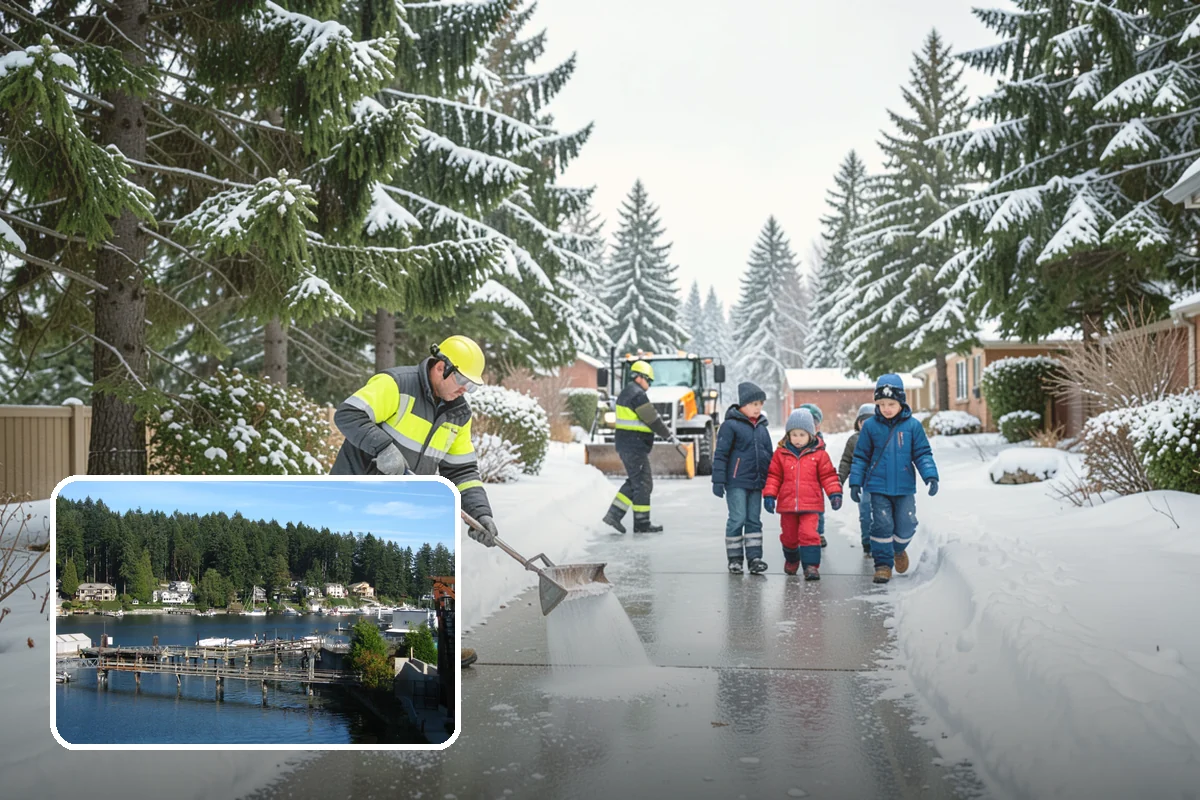 Boardwalk Snow Clearing in Gig Harbor, Pierce County, WA - Protects wood and composite decking from blade damage