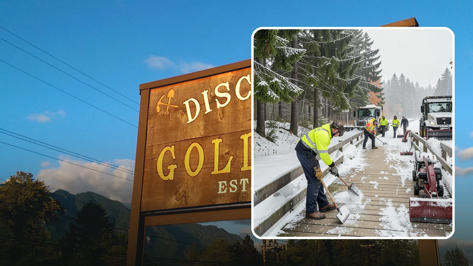 Boardwalk Snow Clearing in Gold Bar, Snohomish County, WA - Gentle snow clearing of wood and composite boardwalks where blades and harsh deicers would damage the decking.