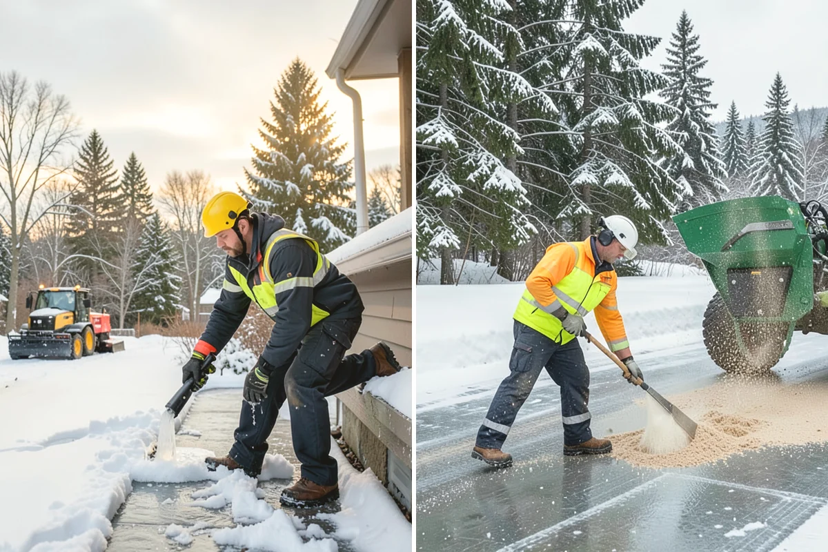 Boardwalk Snow Clearing in Issaquah, King County, WA - Clear the boardwalk by hand with poly-edge tools