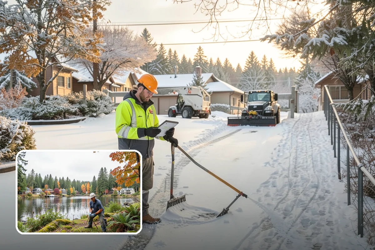 Boardwalk Snow Clearing in La Conner, Skagit County, WA - Protects wood and composite decking from blade damage