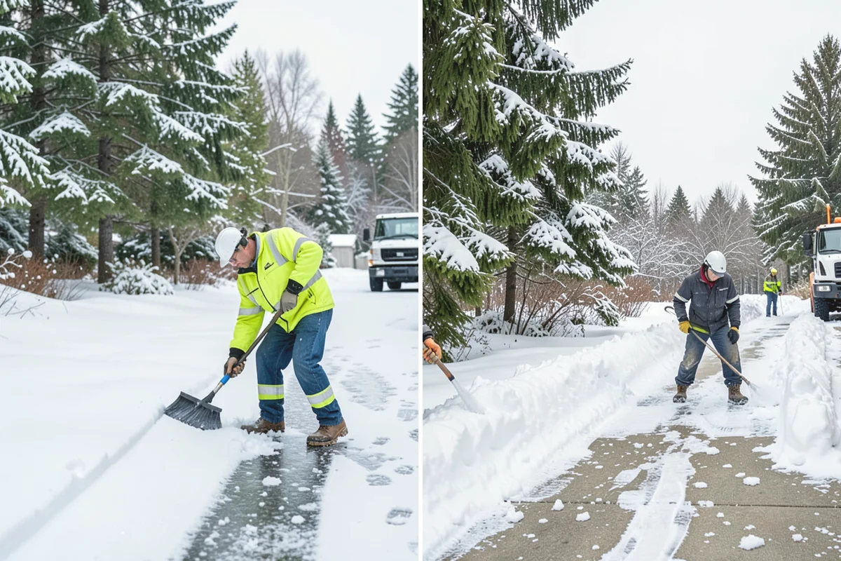 Boardwalk Snow Clearing in Lake Stevens, Snohomish County, WA - Clear the boardwalk by hand with poly-edge tools