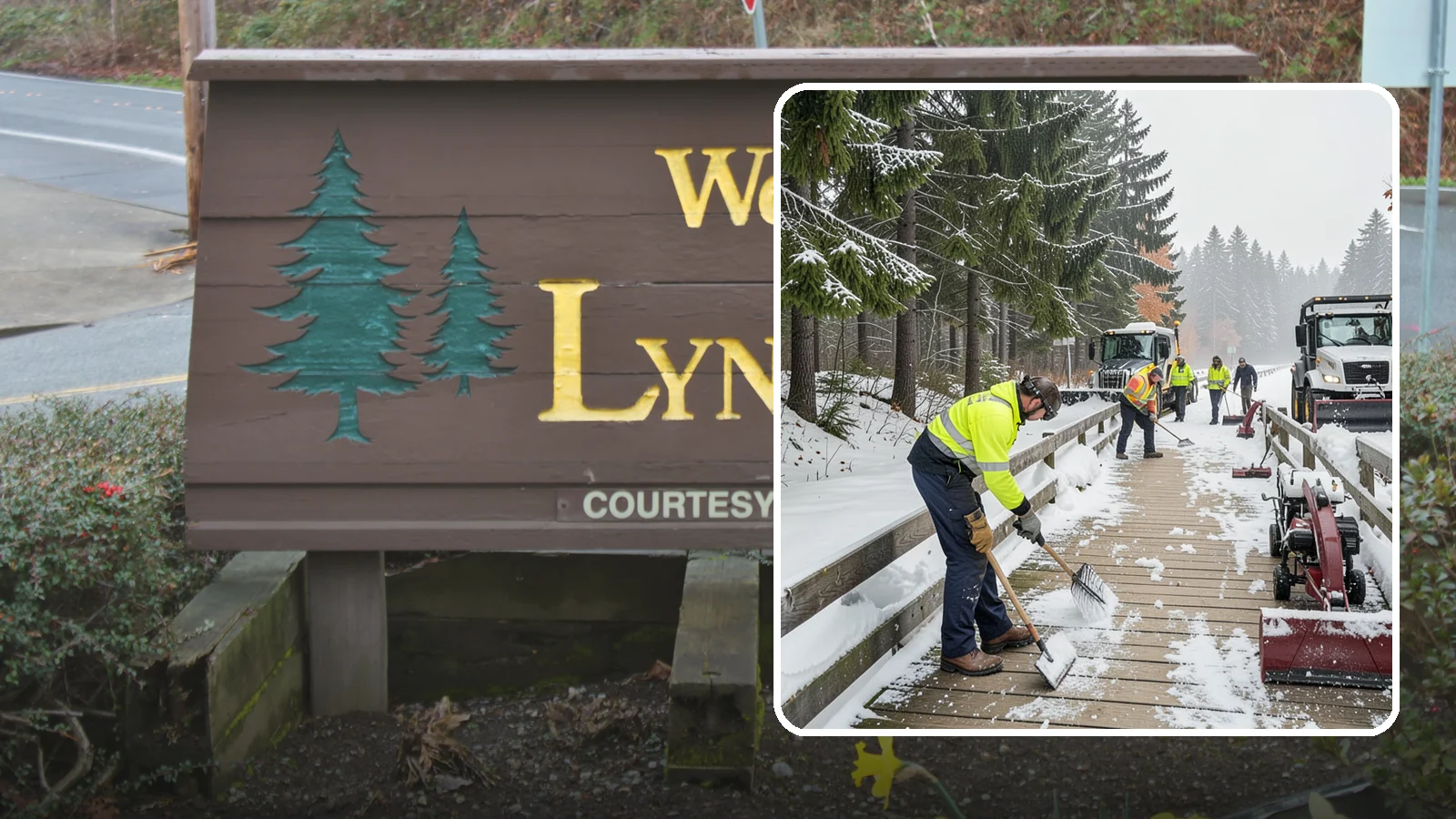 Boardwalk Snow Clearing in Lynnwood, Snohomish County, WA - Gentle snow clearing of wood and composite boardwalks where blades and harsh deicers would damage the decking.