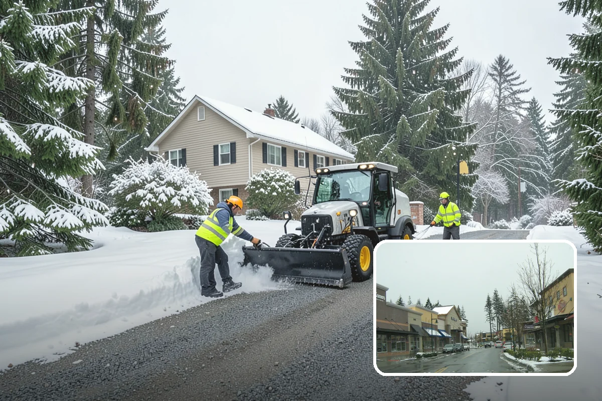 Boardwalk Snow Clearing in Mill Creek, Snohomish County, WA - Protects wood and composite decking from blade damage