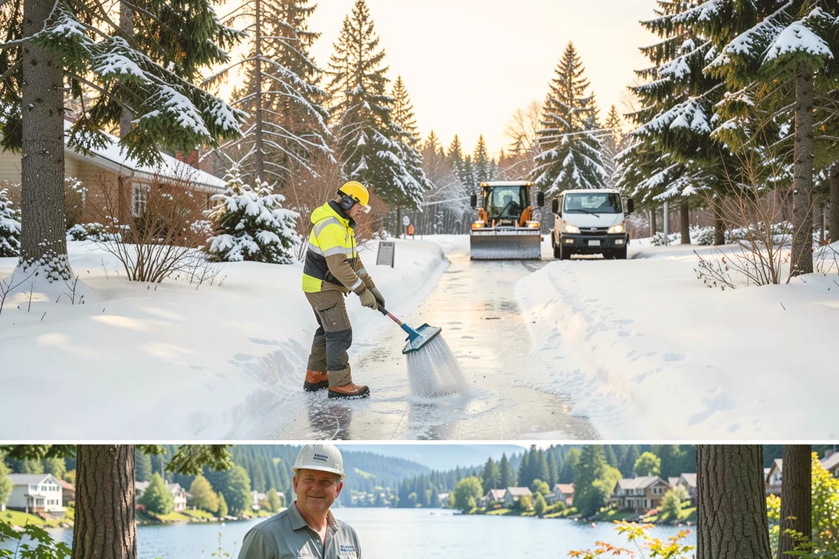 Boardwalk Snow Clearing in Milton, King County, WA - Clear boardwalks promptly during each freeze, as waterfront humidity keeps them icy through the December-to-February cold spells.