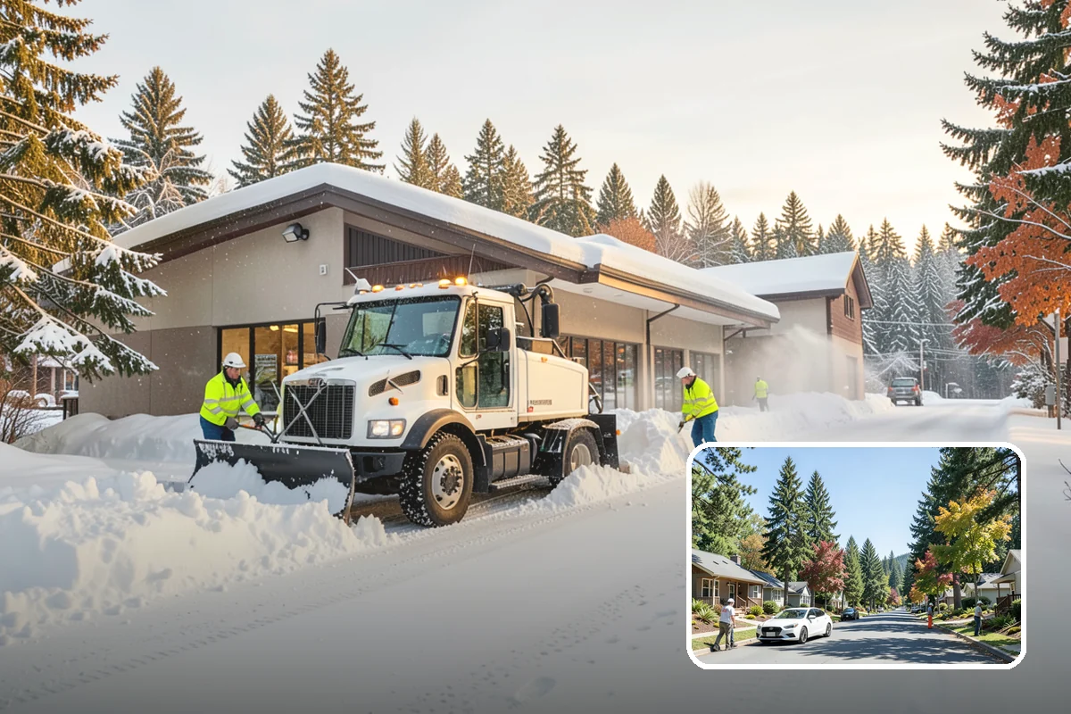 Boardwalk Snow Clearing in Orting, Pierce County, WA - Protects wood and composite decking from blade damage
