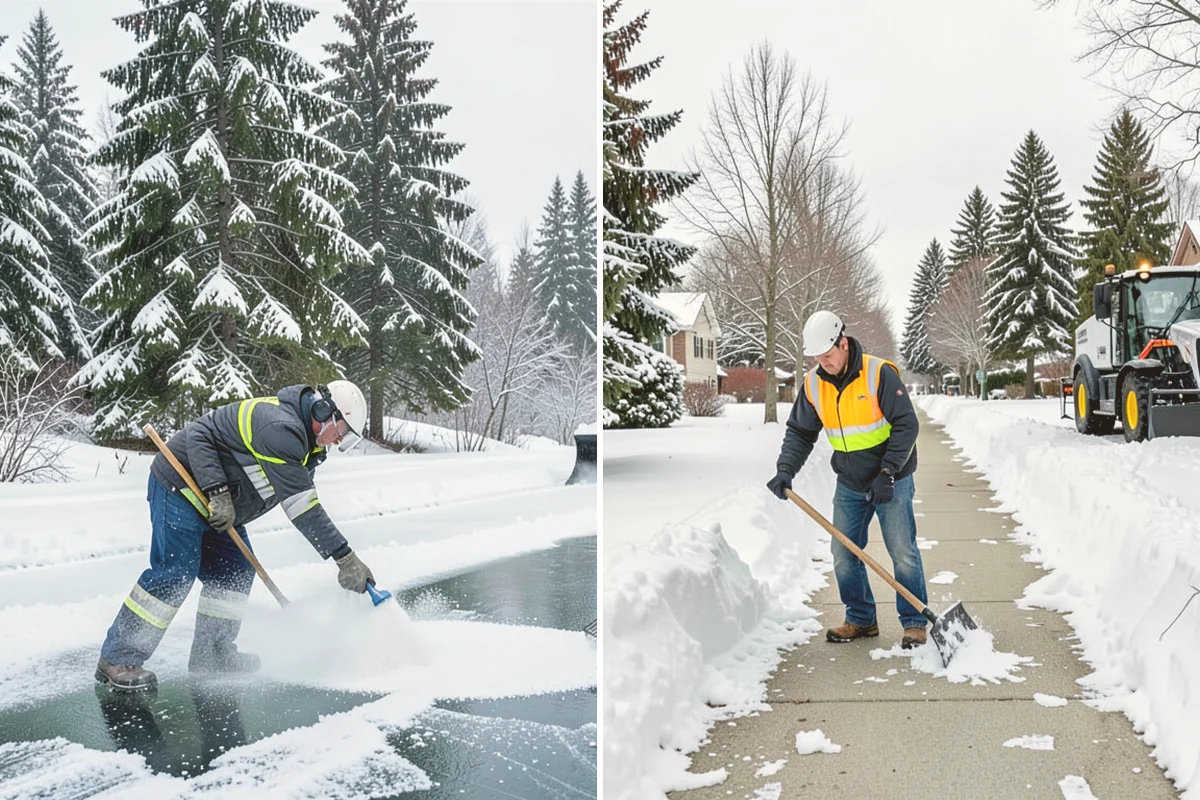 Boardwalk Snow Clearing in Orting, Pierce County, WA - Clear the boardwalk by hand with poly-edge tools