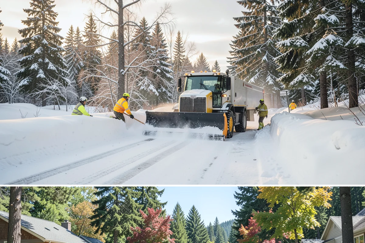 Boardwalk Snow Clearing in Orting, Pierce County, WA - Clear boardwalks promptly during each freeze, as waterfront humidity keeps them icy through the December-to-February cold spells.
